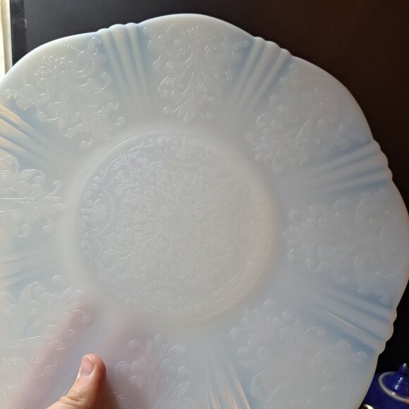 Macbeth-Evans American Sweetheart Monax White Opalescent Salver Plate Vintage - Picture 10 of 13